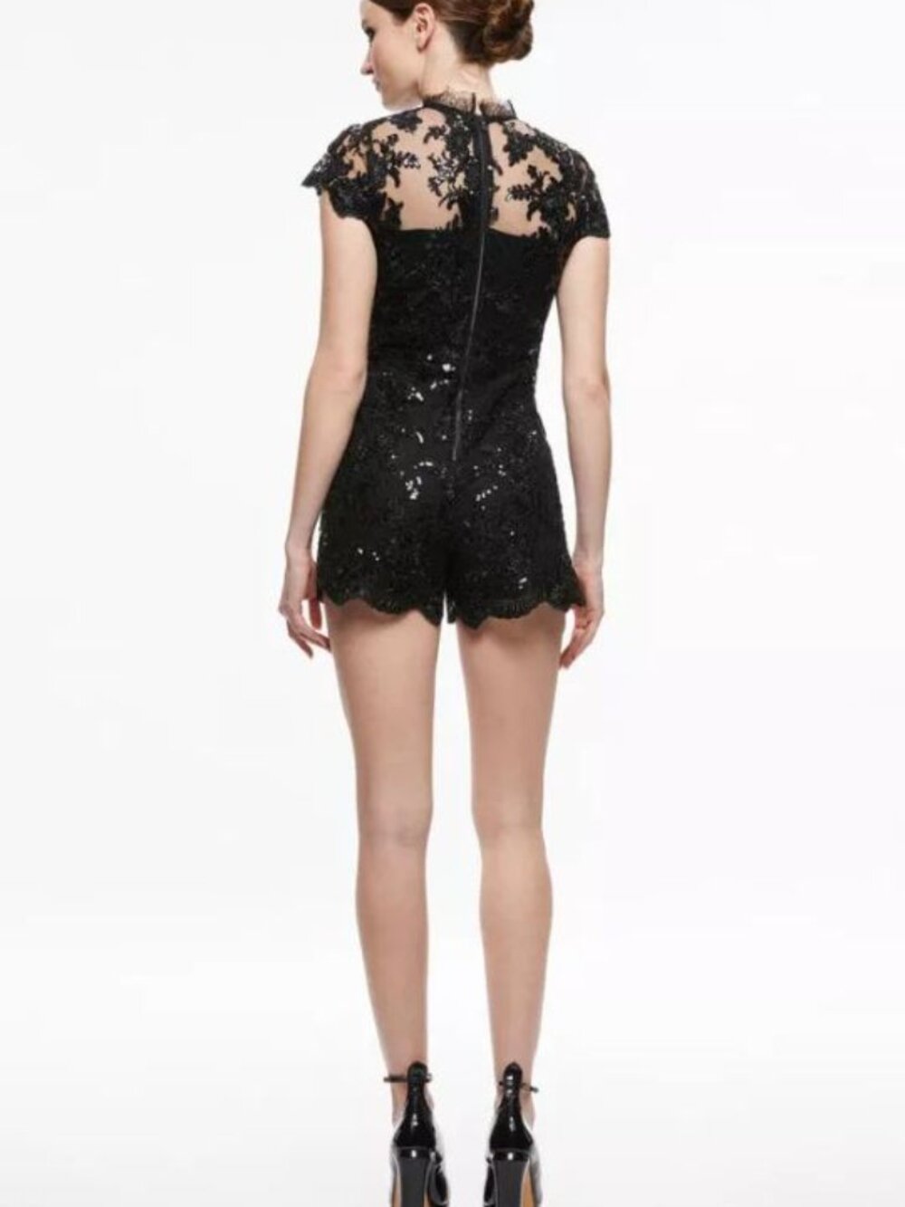 Alice + Olivia Alaina Black Lace Romper 6 NWT $550 - Picture 6 of 14
